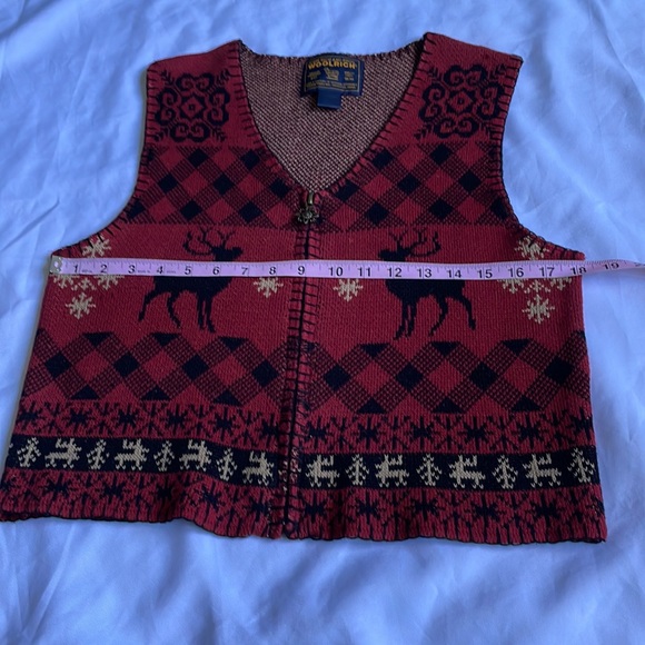 Woolrich Cottage Cabin Moose Zipper Sweater Vest - Picture 9 of 13